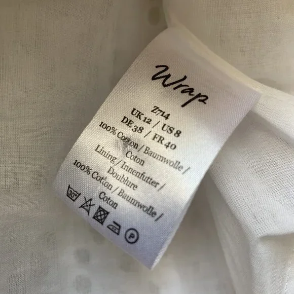 Wrap London Blazer Jacket Size UK 12 White Broderie Anglaise Long Sleeve - Picture 8 of 10